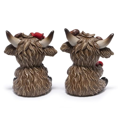 Christmas Highland Cow Coffee Resin Figurines - Farmhouse Holiday Decor