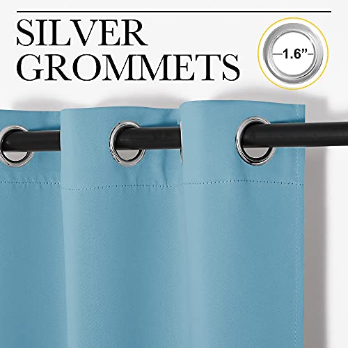 NICETOWN Teal Blue Room Darkening Curtains, Set of 2, 42x50