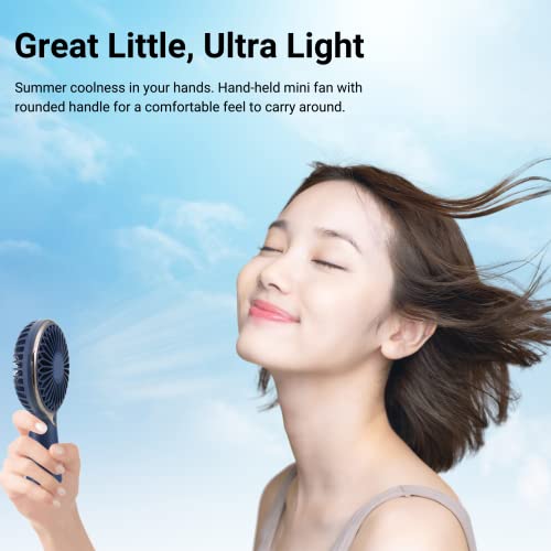Holiday Portable Handheld Mini Fan, 3-Speed USB Rechargeable - Blue