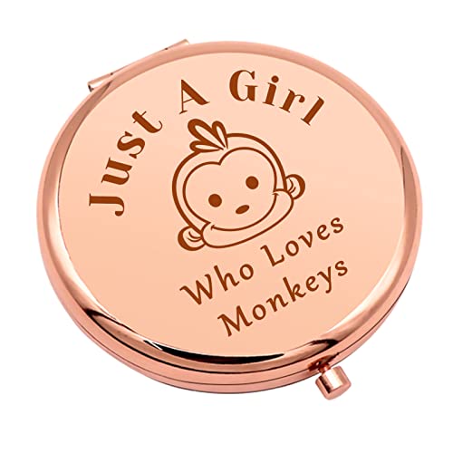 Mwphuy Monkey Lover Gifts Compact Makeup Mirror for Women and Girls - Folding Travel Mirror with Magnification - Perfect for Friend Sister Bestie