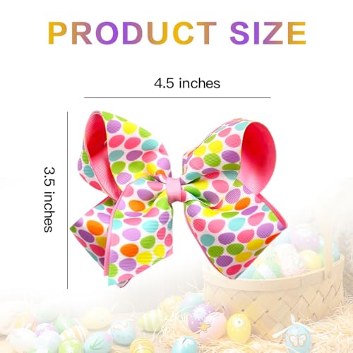 Beleki Easter Eggs Hair Bow Clips 4.5 Inch Grosgrain Ribbon Barrettes