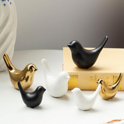 Set of 2 Ceramic Bird Figurines - Modern Home Decor Statues