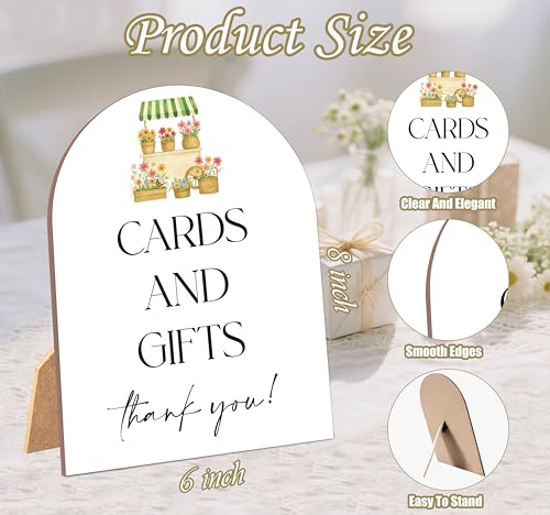 Cards and Gifts Bridal Shower Sign - 6x8 Inch Wooden Table Decor