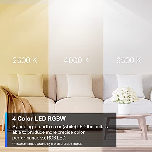 Tapo Smart WiFi LED Light Bulbs, RGBW Dimmable A19, 4-Pack