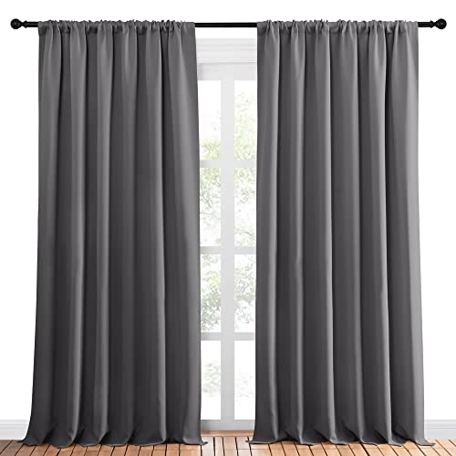 NICETOWN Thermal Insulated Blackout Curtain Panels - 70x95 inches, Grey (2 Panels)