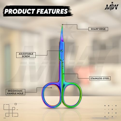 MJW Stainless Steel Cuticle Scissors with Curved Edges & Leather Case