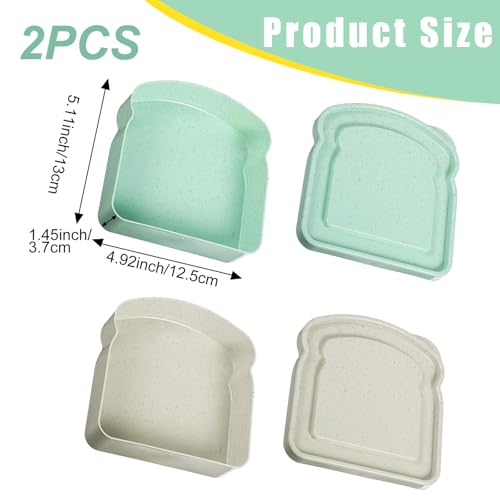 Reusable Toast-Shaped Sandwich Containers - BPA-Free, Microwave Safe