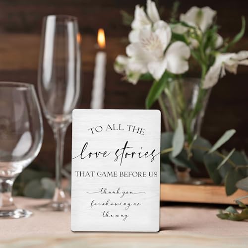 Wooden Wedding Love Stories Sign - 5x7 Inch Table Decoration
