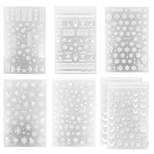 Christmas Snowflake Nail Stickers Set – 7 Sheets Winter Decals