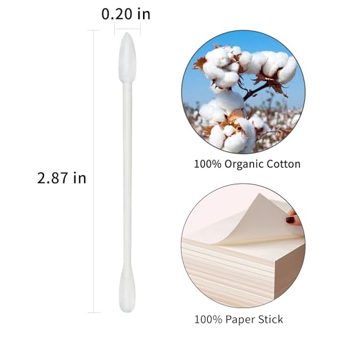 HOMEFOX Organic Cotton Swabs Precision Pointed - 200 Count Pointy & Round