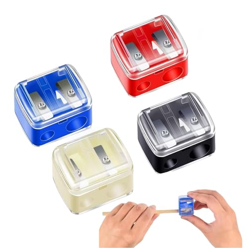 Mozff Dual Hole Makeup Pencil Sharpener 4-Pack for Eyeliner and Brow