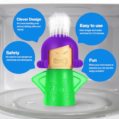 Spardar Angry Mama Microwave Cleaner - Fun & Easy Steam Cleaning Tool, 2 Pack