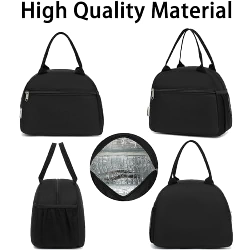 GYEUKHAM Insulated Lunch Bag for Women & Kids - Black, Large Capacity Tote