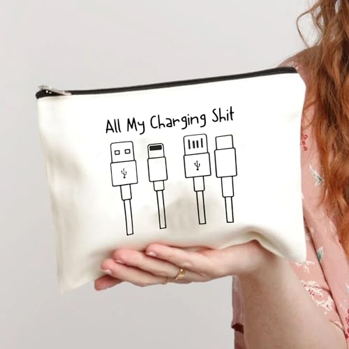 Canvas Zipper Pouch Travel Accessories Bag for Charging Essentials Style E