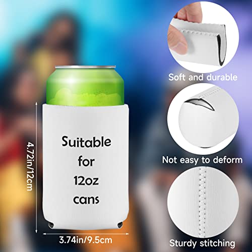 Valyria 12 White Sublimation Can Coolers - Reusable Insulated Beer Sleeves for DIY Events