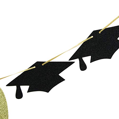 2026 PHD Graduation Party Banner - Gold & Black Glitter Decor