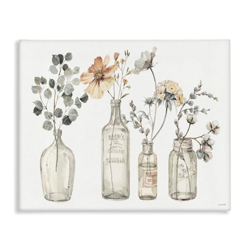 Stupell Industries Antique Floral Bouquets Flowers Glass Jar Painting, 16x20, Canvas