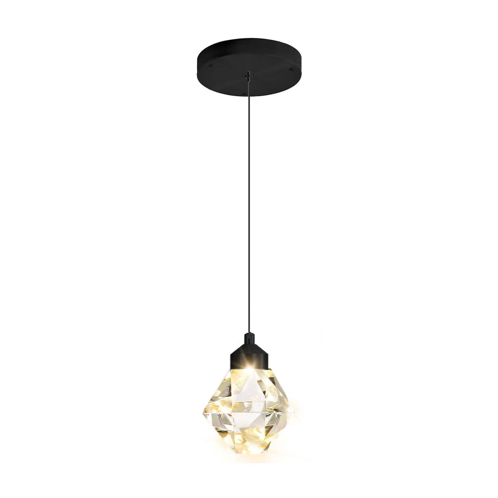 Crystal Pendant Light for Kitchen Island,Black Chandelier Lights Fixture, Hanging Lighting Ceiling Light Fixture Modern Adjustable Pendant Lighting for Dining Room Bedroom