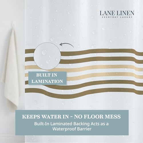 LANE LINEN 2-in-1 Waffle Weave Shower Curtain - Waterproof, 72x72 - Beige