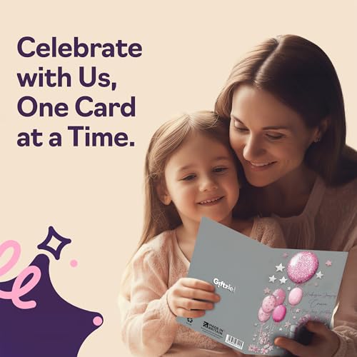 Giftzie Silver Cousin Birthday Card - A5 with Pink Presents