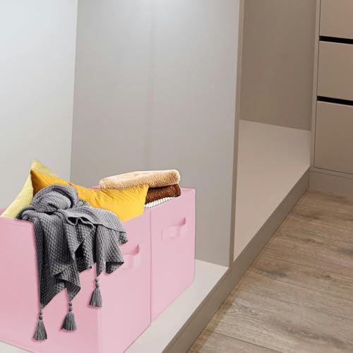 Zuihug 10.5-Inch Collapsible Fabric Storage Cubes - Pink, Set of 2