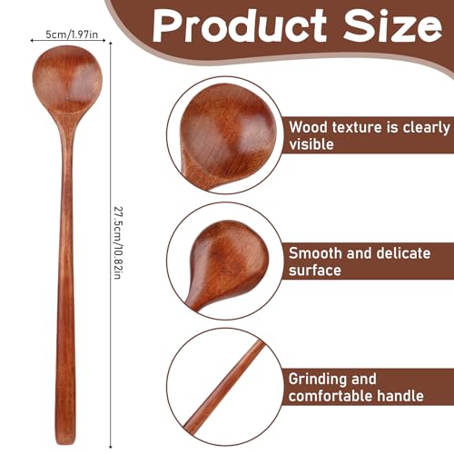 Cobee 10.8 Inch Long Handle Wooden Spoon for Cooking & Stirring