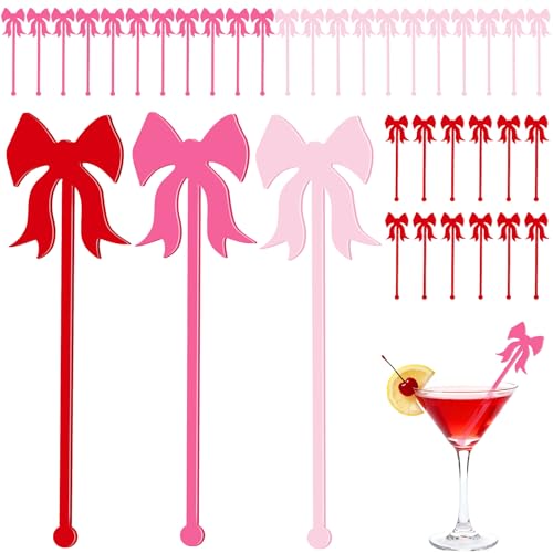 36 Bow Tie Drink Stirrers - Acrylic Cocktail Swizzle Sticks for Parties