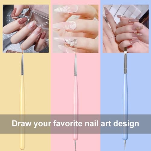 JEONEKID 6-Piece Professional Nail Art Brush Set and Dotting Pen for Gel Design