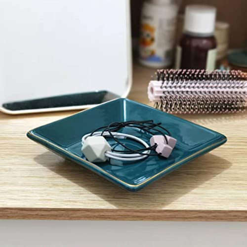 HANKOR Ceramic Jewelry Dish Tray - Decorative Trinket Holder, 4.7" Green