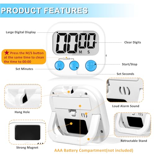 ZILLEEN Digital Classroom Timer for Kids - 2 Pack Black & White