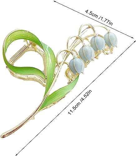 Lily of the Valley Metal Hair Claw Clips Set of 2 Floral Jaw Clamps