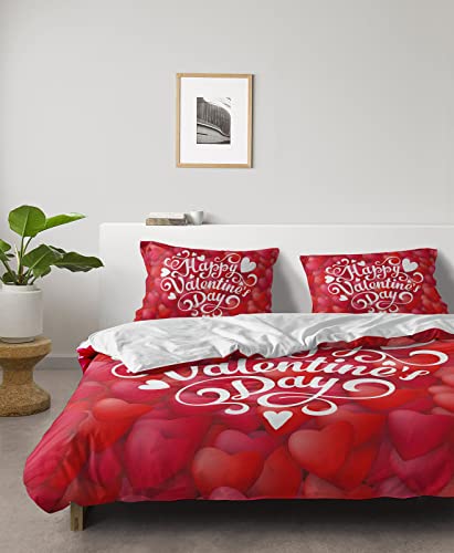 Valentine's Day Queen Bedding Set - Soft Microfiber Duvet Cover & Sheet