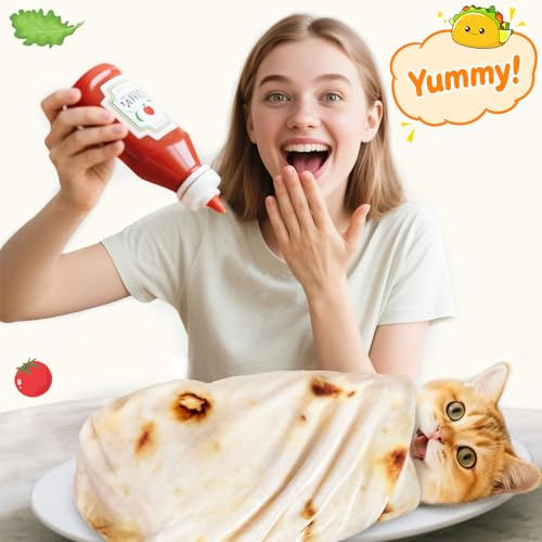 CASOFU Burrito Tortilla Swaddle Blanket - Beige, 36 Inches Soft Flannel Baby Blanket