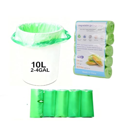 QIXINNET 2-4 Gallon Biodegradable Small Trash Bags, 100 Count, Leak-Proof