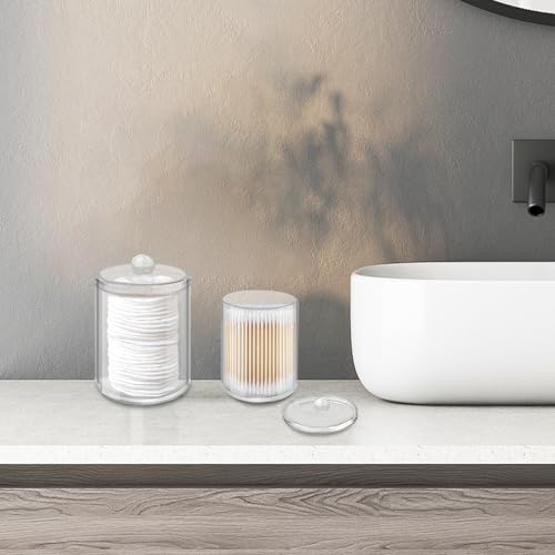 YOLCAR 2-Pack Acrylic Cotton Swab Holder with Lids - 10oz & 12oz