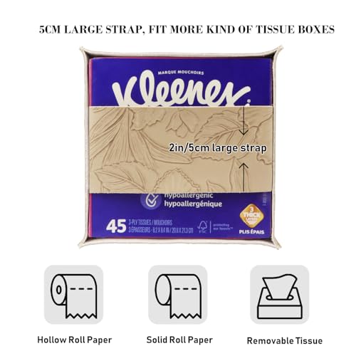 PARIERIS Soft Beige PU Leather Tissue Box Holder - Square Organizer for Home & Office