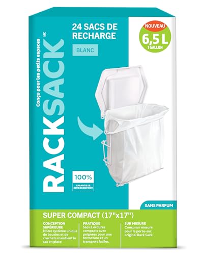 Rack Sack White Refill Trash Bags - 24 Pack for In-Cabinet Waste Management