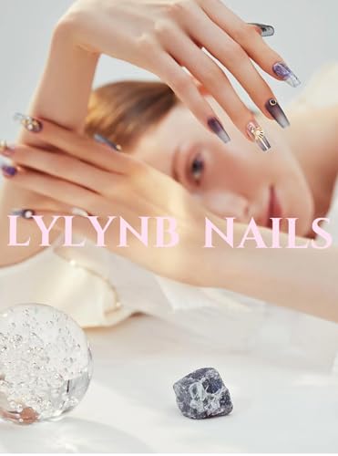 LYLYNB Valentine Heart Press on Nails French Tip Short Square Acrylic False Nails