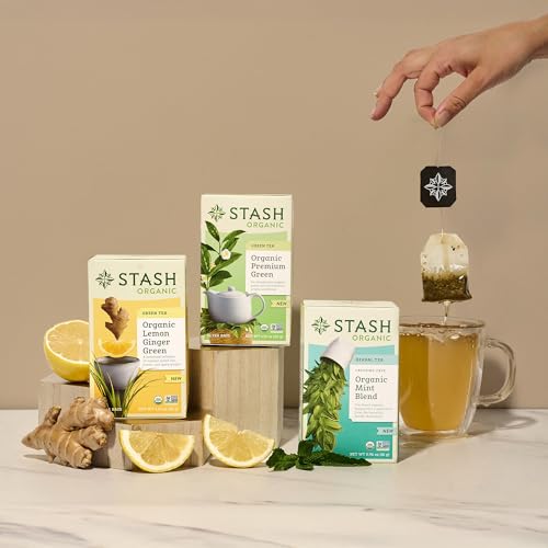Stash Tea Organic Premium Green Tea, Caffeinated, Non-GMO Project Verified, Serve Hot or Iced, 96 Tea Bags, 16 count (6 pack)