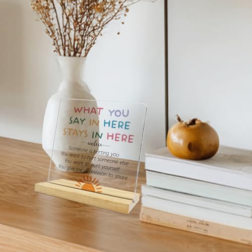 Confidentiality Acrylic Plaque for Women - What You Say Here Stays Here