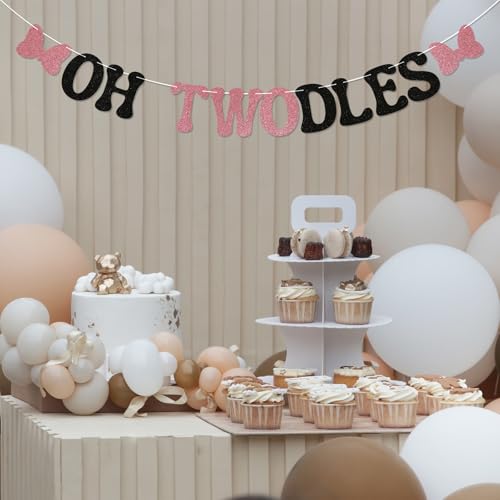 Oh Twodles 2nd Birthday Banner - Glittery Party Decor for Girls
