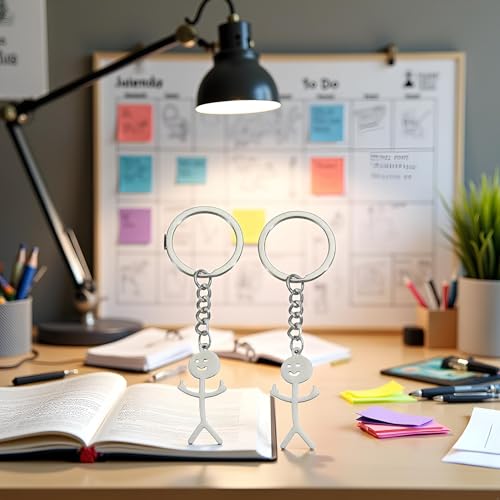 Zhuluck 2-Pack Stainless Steel Funny Doodle Finger Keychain Friendship Gift