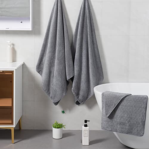 Ycosy 2 Pack Grey Hand Towels - Ultra Soft, Quick Dry Microfiber