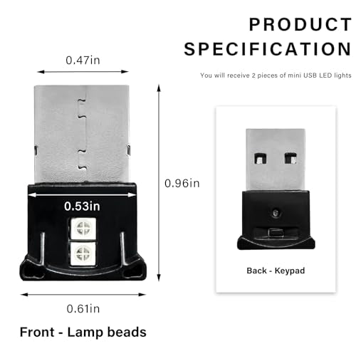 2 PCS Mini USB LED Atmosphere Light - 8 Colors Adjustable Night Lamp