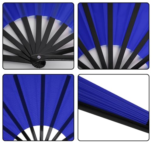 Durable Royal Blue Folding Hand Fan for Dancing & Events