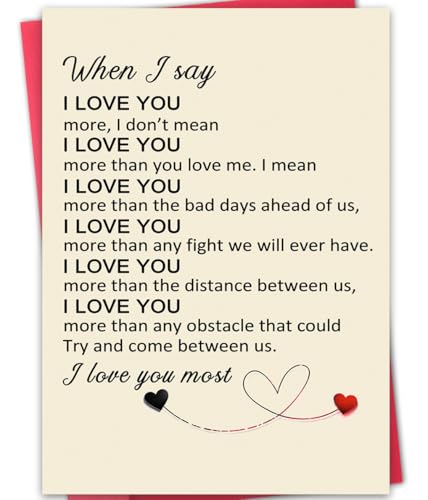 ATTLVV WX-365 I Love You More Romantic Greeting Card for Him & Her - Anniversary, Birthday, Just Because