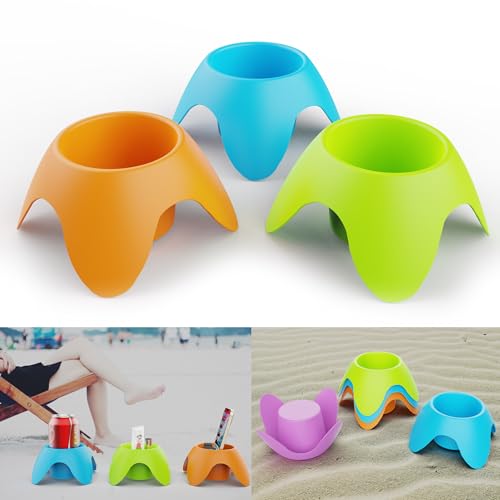 3-Pack Beach Cup Holders - Multi-Purpose Drink & Phone Holder
