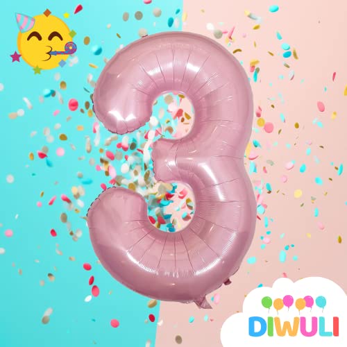40 Inch Pastel Pink Number 3 Balloon - Large Foil Decoration
