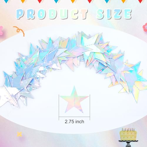 Iridescent Star Garland Decoration - 65 Ft Double Sided