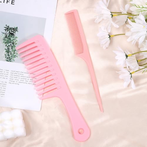 Psiriol 2-Piece Hair Comb Set, Wide Tooth Curl Comb and Fine Tooth Rat Tail Detangling Comb for All Hair Types